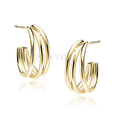 Silver (925) gold-plated triple hoop earrings