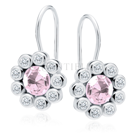 Silver (925) earrings with light pink zirconia