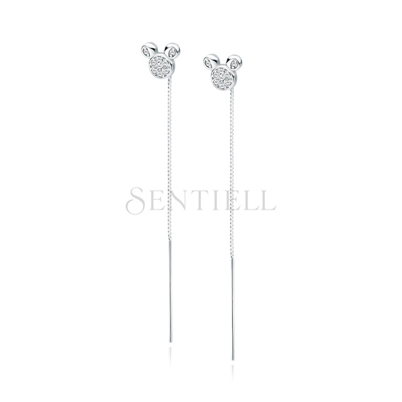 Silver (925) earrings mouse with white zirconias