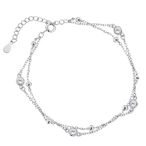 Silver (925) bracelet with balls and white zirconias