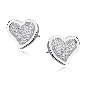 Silver (925) heart earrings with zirconia