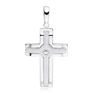 Silver (925) elegant pendant cross with zirconia