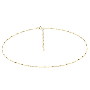 Silver gold-plated necklace (925) diamond cut anchor with balls