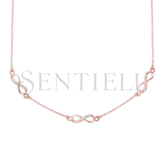 Silver (925) rose gold-plated necklace Infinities with white zirconias