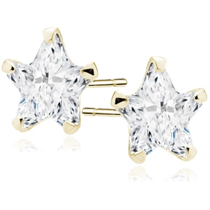 Silver (925) gold-plated earrings white zirconia 8 x 8mm stars
