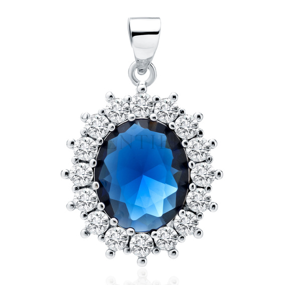 Silver (925) pendant sapphire colored zirconia